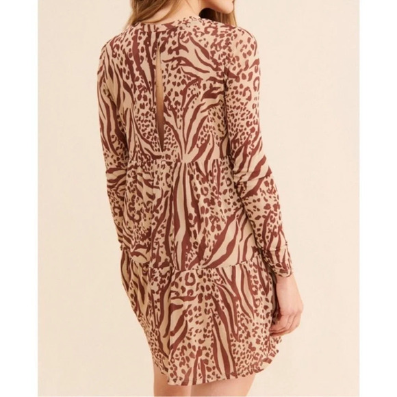 AFRM leopard print, babydoll mini dress. - Picture 2 of 7